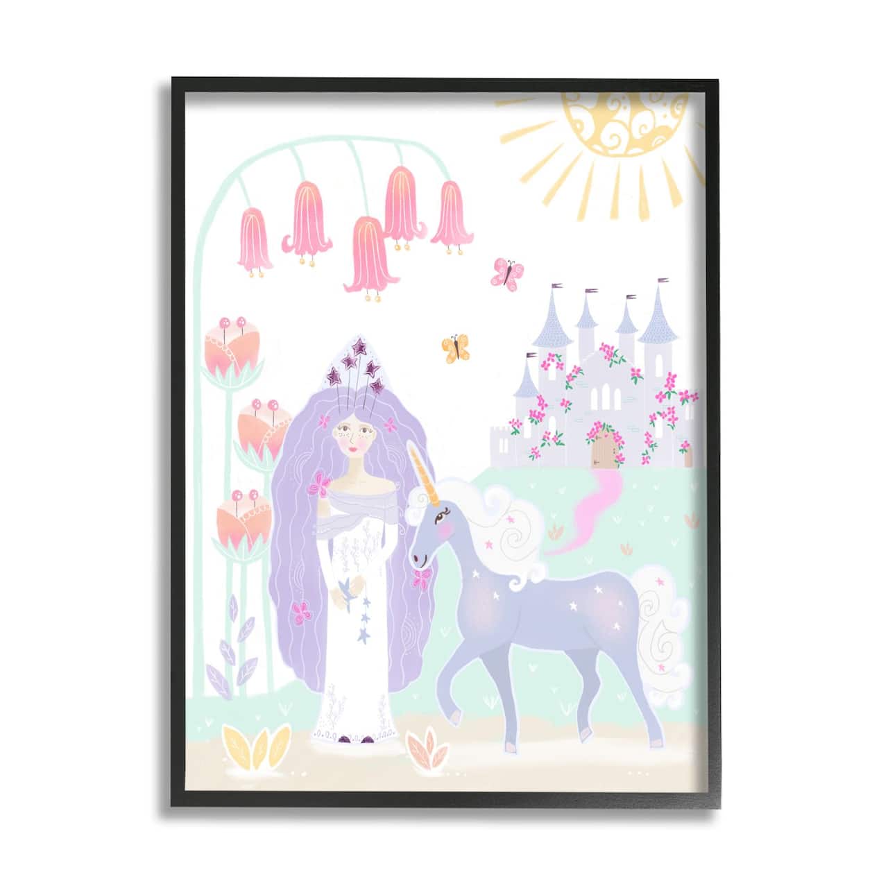 Stupell Industries Children's Princess and Unicorn Magical Fairy Tale Castle Framed Wall Art